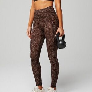Fabletics Pure Luxe Dark and Light Brown Spotted Print Leggings